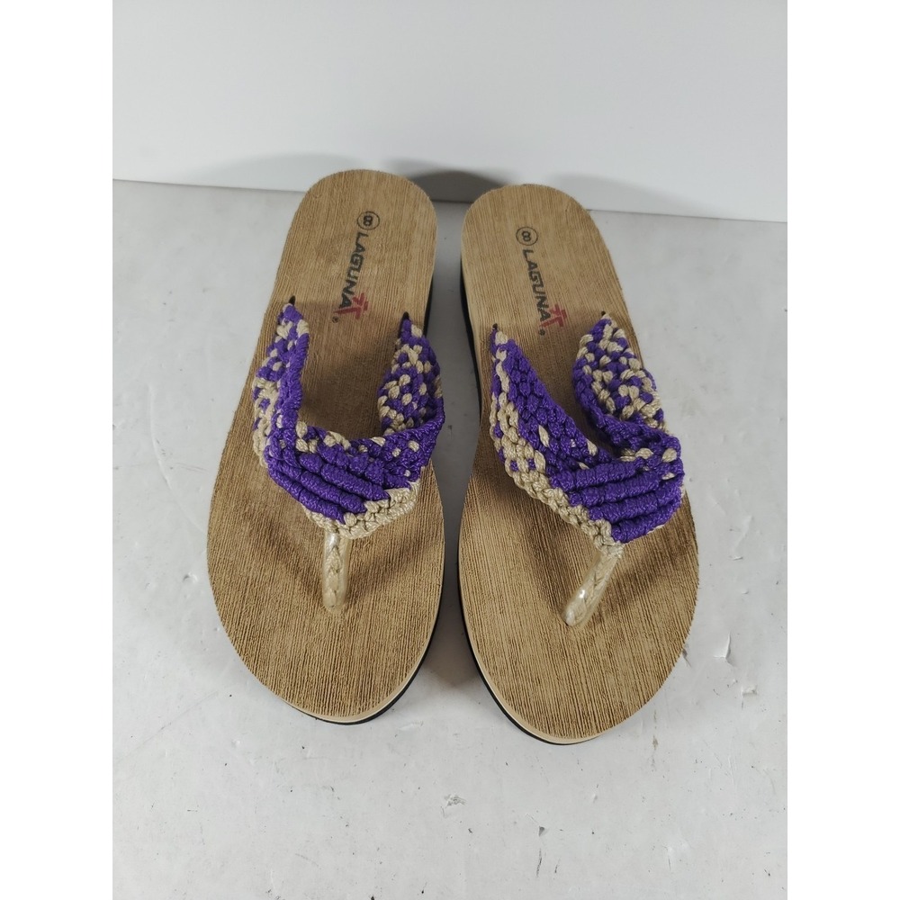 Laguna Sandal Womens S 8 Tan Thong Slip On‎ Wedge Flip Flop Casual Comfort